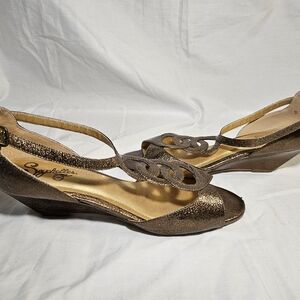 Seychelles Bronze kitten heel wedge